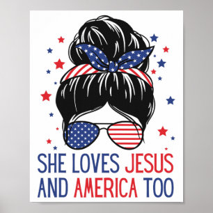 Hon Kärlek Jesus och Amerika för 4:e juli. Poster