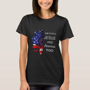 Hon Kärlek Jesus och Amerika också T Shirt