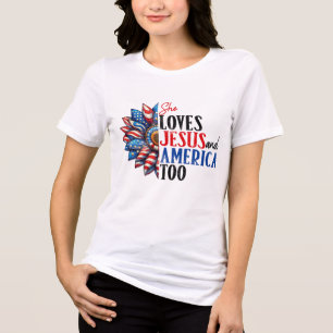 Hon Kärlek Jesus och Amerika också T Shirt