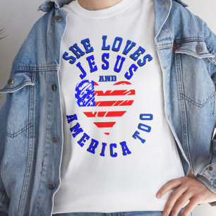 Hon kärlek Jesus och Amerika också T Shirt