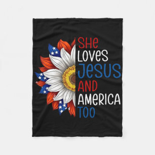 Hon Kärlek Jesus och Amerika till Solroskristendom Fleecefilt