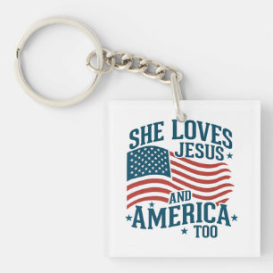 Hon Kärlek Jesus och Amerika till USA flagga 4:e