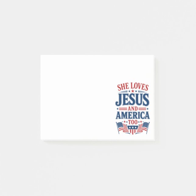 Hon kärlek till Jesus och Amerika också Post-it Block (Framsida)