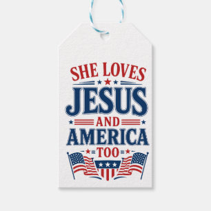 Hon kärlek till Jesus och Amerika också Presentetikett