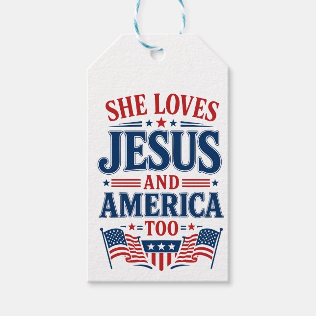 Hon kärlek till Jesus och Amerika också Presentetikett (Framsidan)