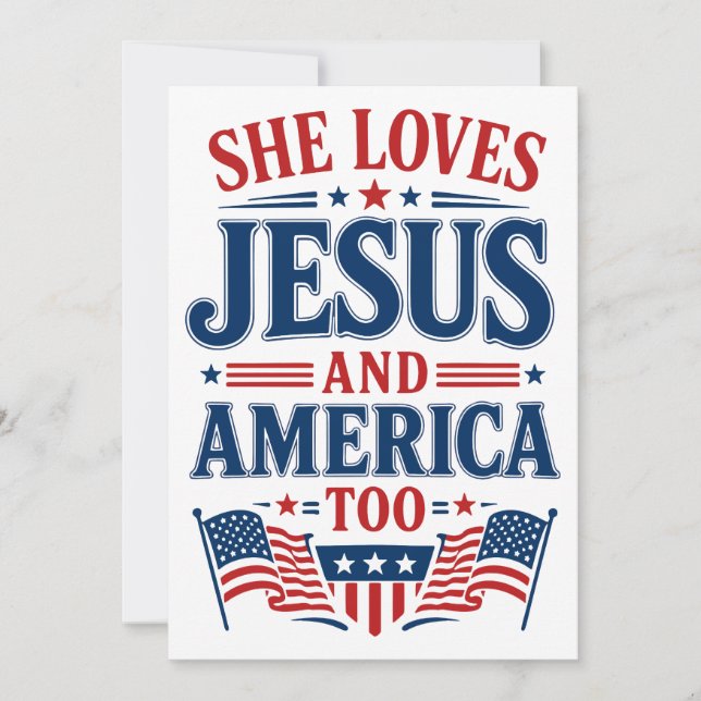 Hon kärleken till Jesus och Amerika också Inbjudningar (Framsida)