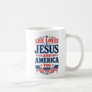 Hon kärleken till Jesus och Amerika också Kaffemugg