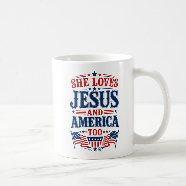Hon kärleken till Jesus och Amerika också Kaffemugg (Höger)