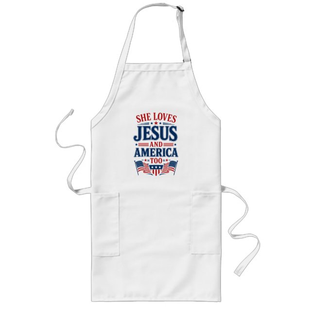 Hon kärleken till Jesus och Amerika också Långt Förkläde (Framsidan)