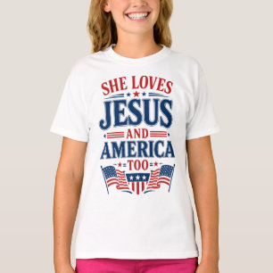 Hon kärleken till Jesus och Amerika också T Shirt