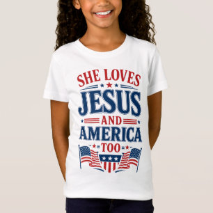 Hon kärleken till Jesus och Amerika också T Shirt