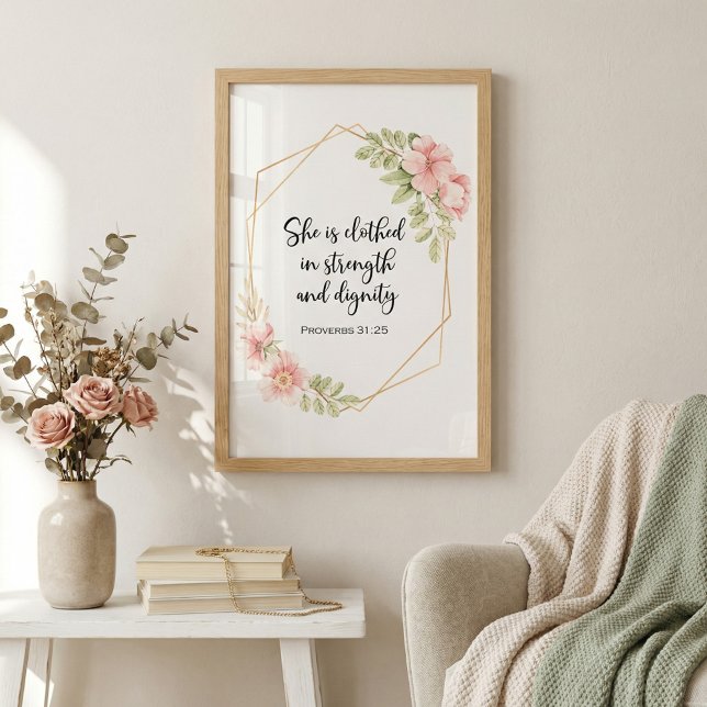 Hon kläds i styrka och värdighet Blommor Fototryck (Skapare uppladdad)