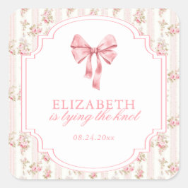 Hon knyter den där snygga brudbuketten Bröllopsfes Fyrkantigt Klistermärke