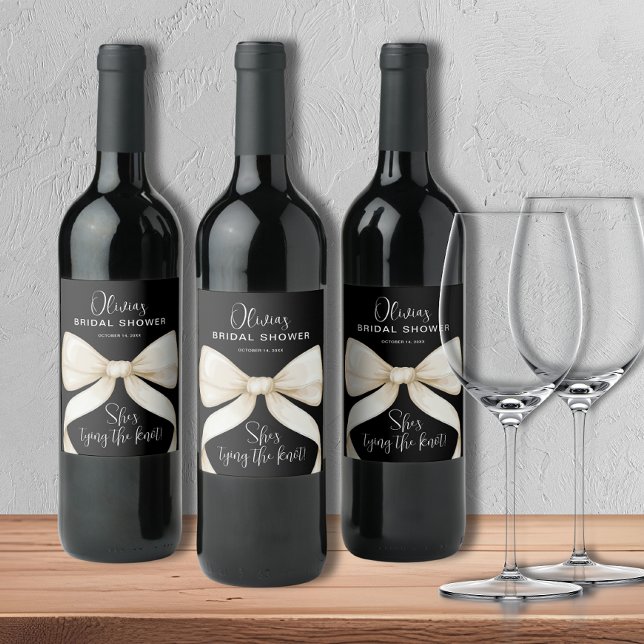 Hon knyter knuten Båge Bröllopskväll Vinflaska Etikett (Skapare uppladdad)