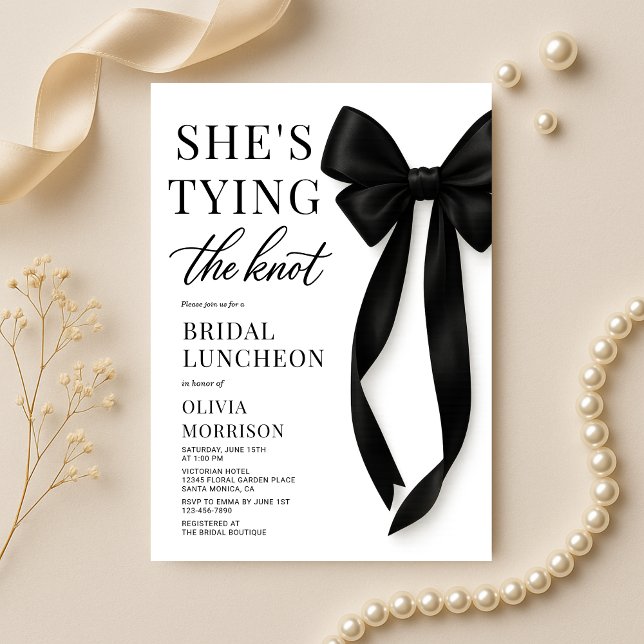 Hon knyter knuten Bow Bridal Luncheon  Inbjudningar (Skapare uppladdad)