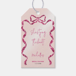 Hon knyter knuten chic glitter rosa bow bröllop presentetikett
