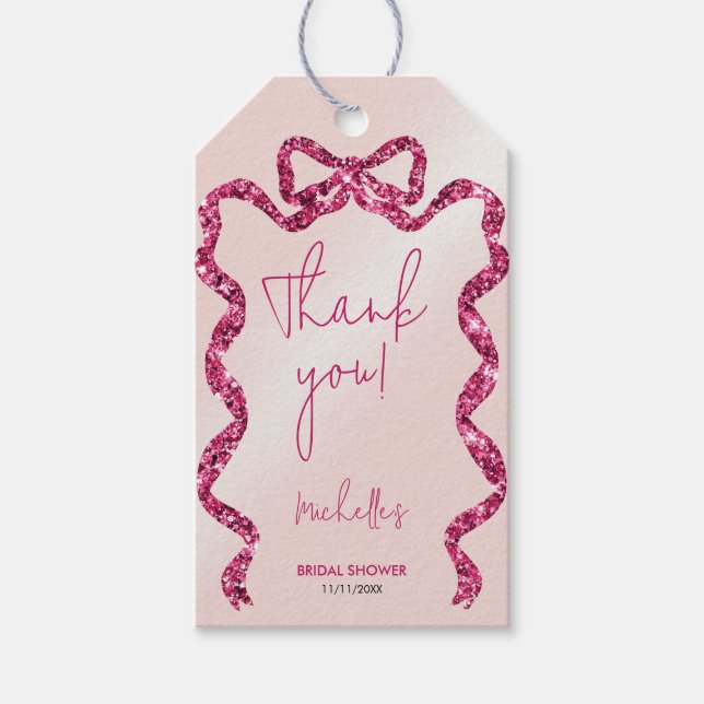 Hon knyter knuten chic rosa band tack presentetikett (Framsidan)