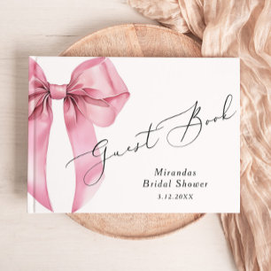 Hon knyter knuten Rosa båge Bröllopsdusch Gästböcker