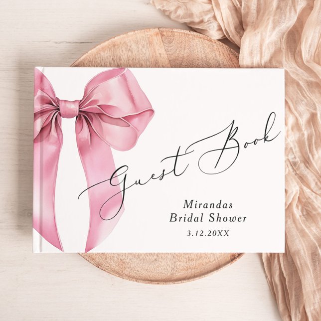 Hon knyter knuten Rosa båge Bröllopsdusch Gästböcker (Skapare uppladdad)