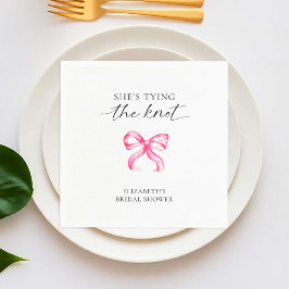 Hon Knyter Knuten Rosa Båge Bröllopsfest Pappersservett
