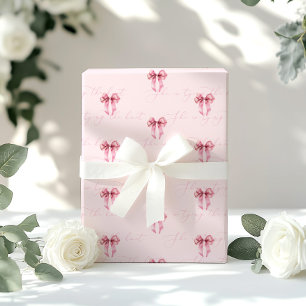 Hon knyter knuten rosa båge Bröllopsfest Presentpapper