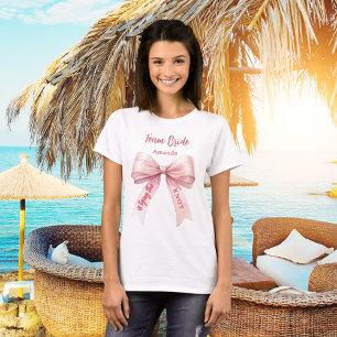 Hon knyter knuten rosa båge Team Brud T Shirt