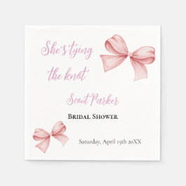 Hon knyter knuten Rosa Bow Bröllopsdusch Pappersservett
