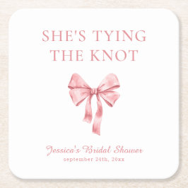 Hon knyter knuten Rosa Coquette Shower Underlägg Papper Kvadrat