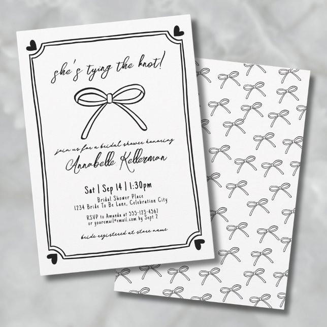 Hon Knyter Knuten Whimsical Bröllopsdusch Inbjudningar (She's Tying The Knot Whimsical Bridal Shower Invitation)