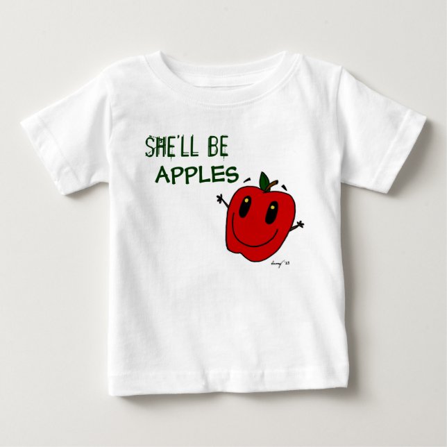 HON KOMMER ATT VARA APPLES Infant T-Shirt (Framsida)