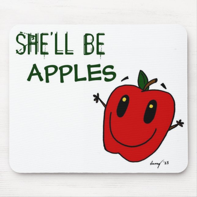 HON KOMMER ATT VARA APPLES Mousepad Musmatta (Framsidan)