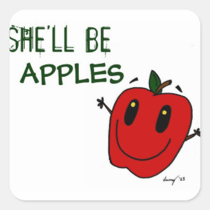 HON KOMMER ATT VARA APPLES-stämplar - uppsättning Fyrkantigt Klistermärke