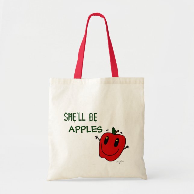 HON KOMMER ATT VARA APPLES Tote Bag Tygkasse (Framsidan)