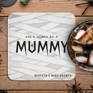 Hon kommer bli en mamma-Halloween-babyskor Underlägg Papper Kvadrat