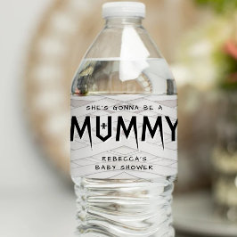 Hon kommer bli en mamma-Halloween-babyskor Vattenflaskor Etikett