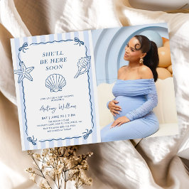Hon kommer hit snart Skal Baby Shower Foto Inbjudningar