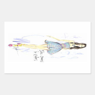 Hon kommer till Färg Rektangulärt Klistermärke