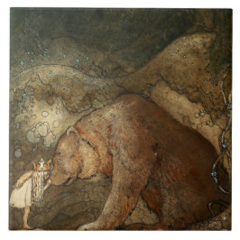 "Hon kysste björnen" av John Bauer Kakelplatta