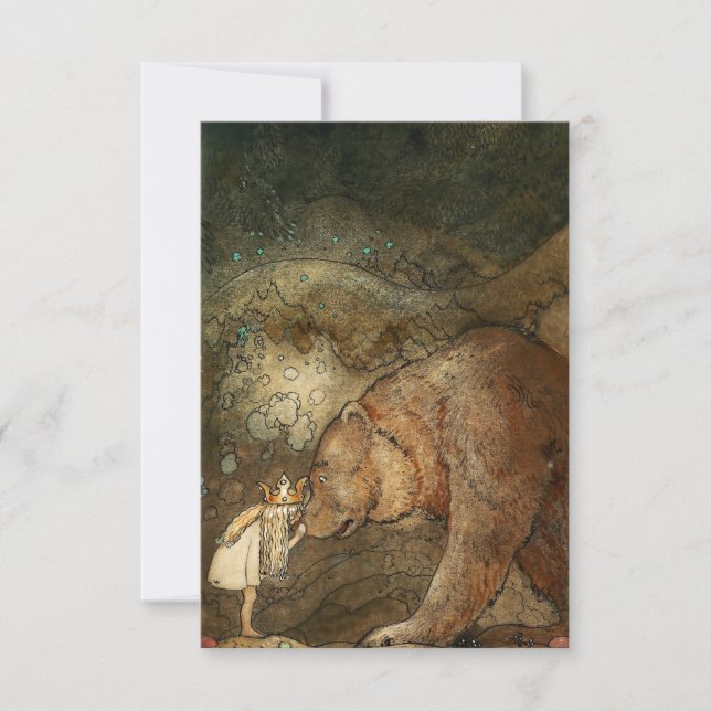 "Hon kysste björnen" av John Bauer Tack Kort (Framsida)