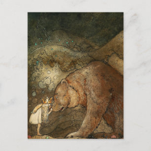 ”Hon kysste björnen” av John Bauer Vykort