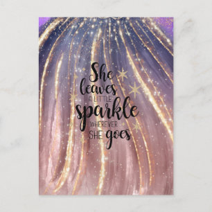 Hon Lämnar Efter En Liten Gnutta Lyx Glitter Vykort
