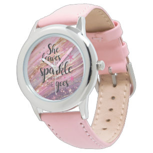Hon Lämnar lite Gnistra Brushstrokes & Glitter Armbandsur