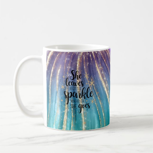 Hon Lämnar lite Gnistra Brushstrokes & Glitter Kaffemugg (Vänster)