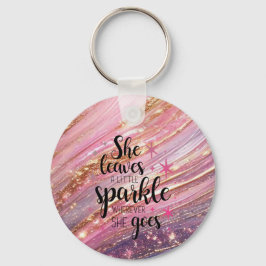 Hon Lämnar lite Gnistra Brushstrokes & Glitter Nyckelring