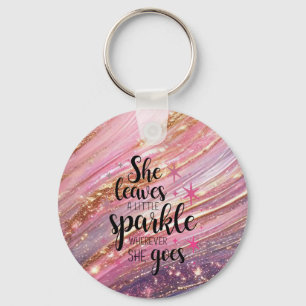 Hon Lämnar lite Gnistra Brushstrokes & Glitter Nyckelring