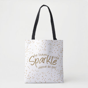Hon Lämnar lite Gnistra i Guld & White Design Des Tygkasse