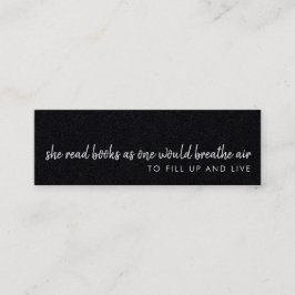 Hon läser Bokar | Modern Black Mini-bokmärkskort Mini Visitkort