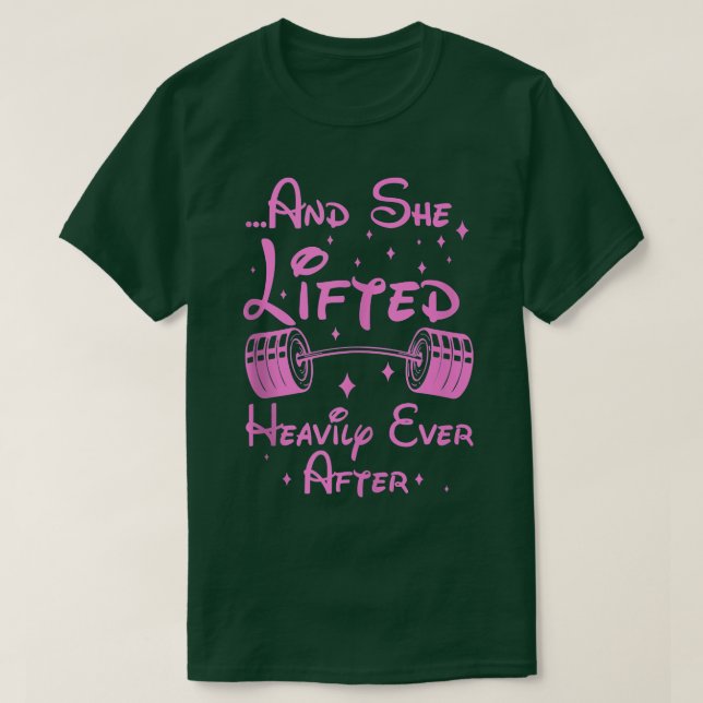 Hon lyfte tungt hela tiden efter den fina Fitness  T Shirt (Design framsida)