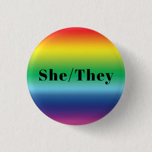 Hon, Pronouns Lgbtq Lgbt Pride Rainbow Färger Knapp