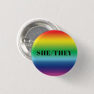 Hon, Pronouns Lgbtq Lgbt Pride Rainbow Färger Knapp